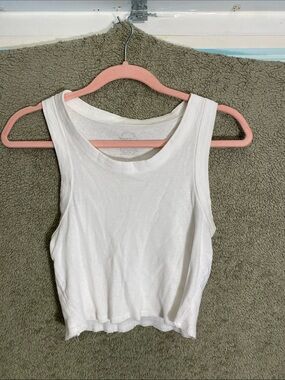 Classic White Ribbed Crop Tank - Women